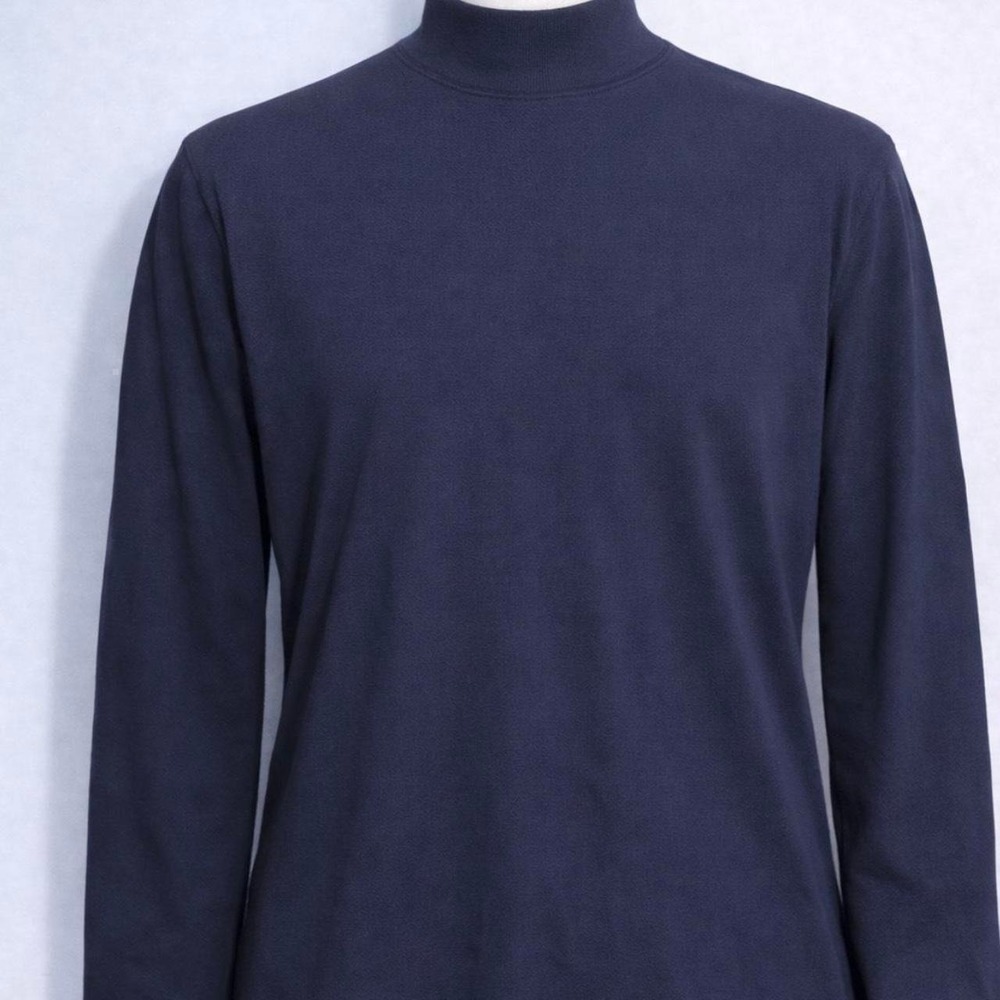 Croft & Barrow Mock Neck Shirt Navy Blue Medium Minimalist Casual Layering